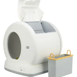 TRIXIE Selbstreinigende Katzentoilette, Kunststoff, weiß | 53 x 55.5 x 52 cm