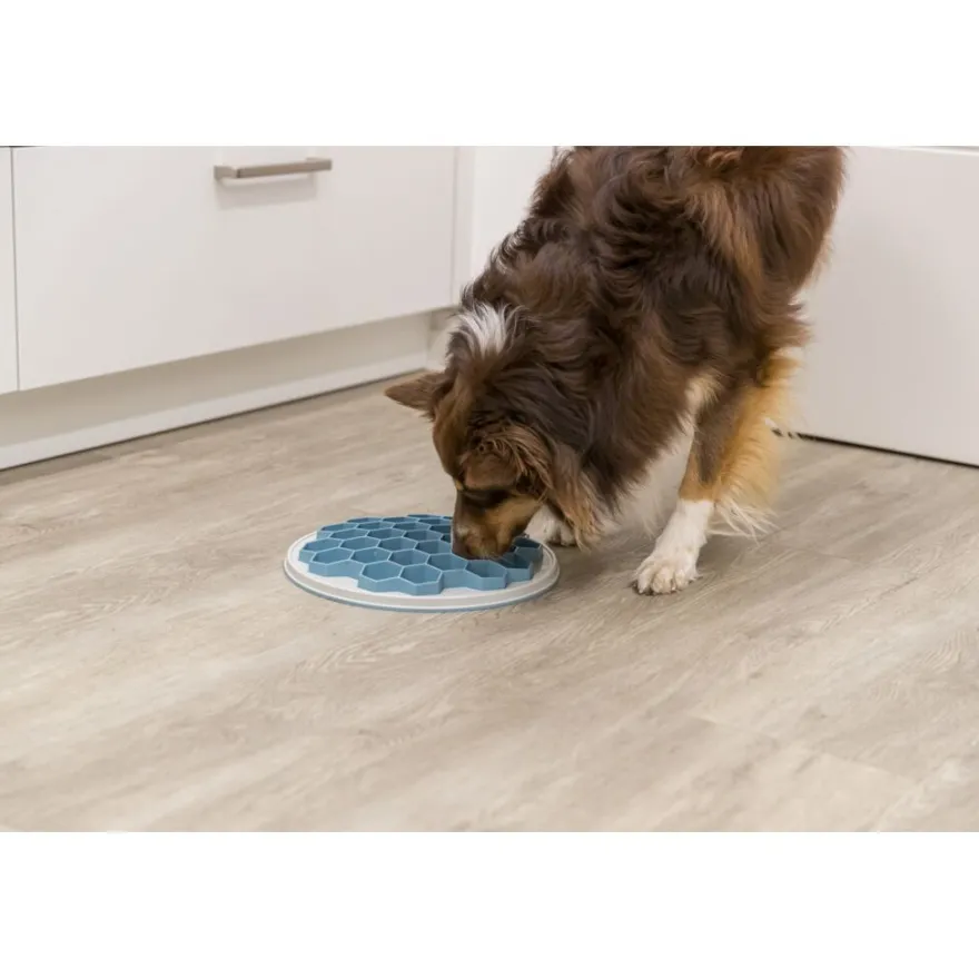 TRIXIE Slow Feeding Futterplatte Hive, grau/blau | ø 30 cm