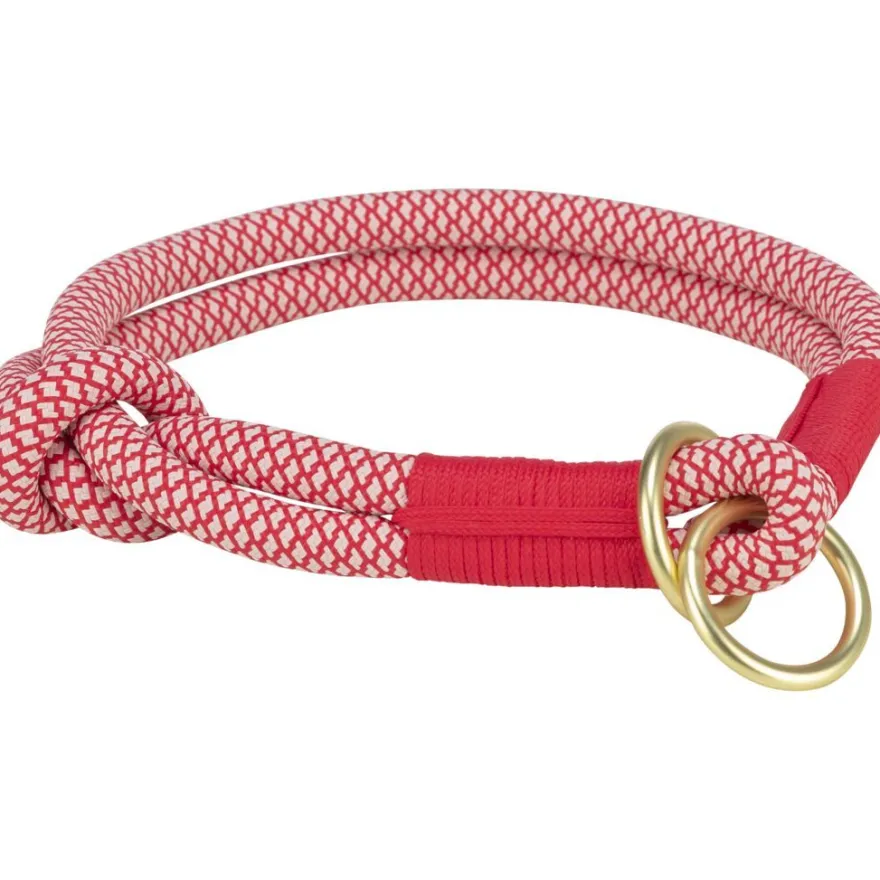 TRIXIE Soft Rope Zug-Stopp-Halsband, rot/creme | L: 50 cm/ø 13 mm
