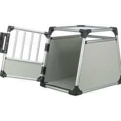 TRIXIE Transportbox, Aluminium, hellgrau/silber | M: 55 x 62 x 78 cm