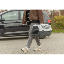 TRIXIE Transportbox Capri 1 & 2, dunkelgrau/hellgrau | 37 × 34 × 55 cm