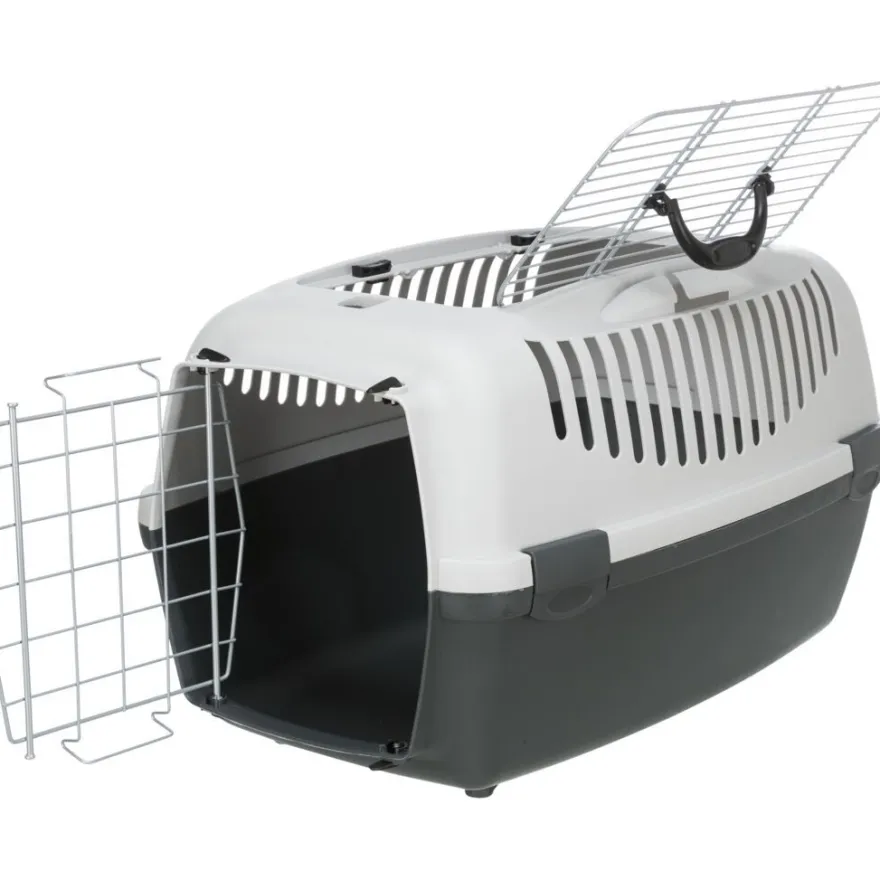 TRIXIE Transportbox Capri 3 Open Top, dunkelgrau/hellgrau | S: 40 x 38 x 61 cm