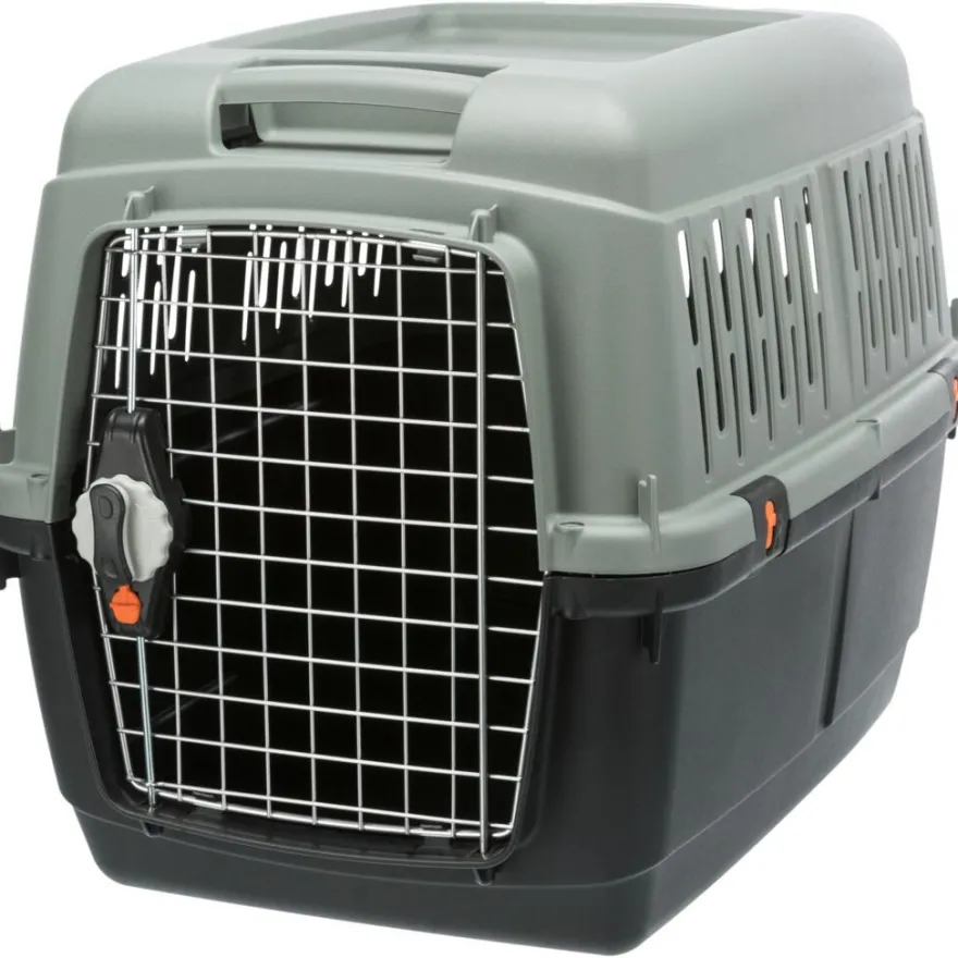 TRIXIE Transportbox Giona 4, recycelt, anthrazit/grau-grün | S–M: 50 x 51 x 70 cm