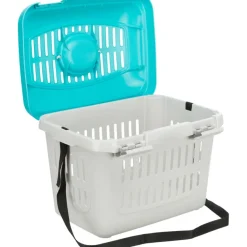 TRIXIE Transportbox Midi-Capri, hellgrau/türkis | 44 × 33 × 32 cm