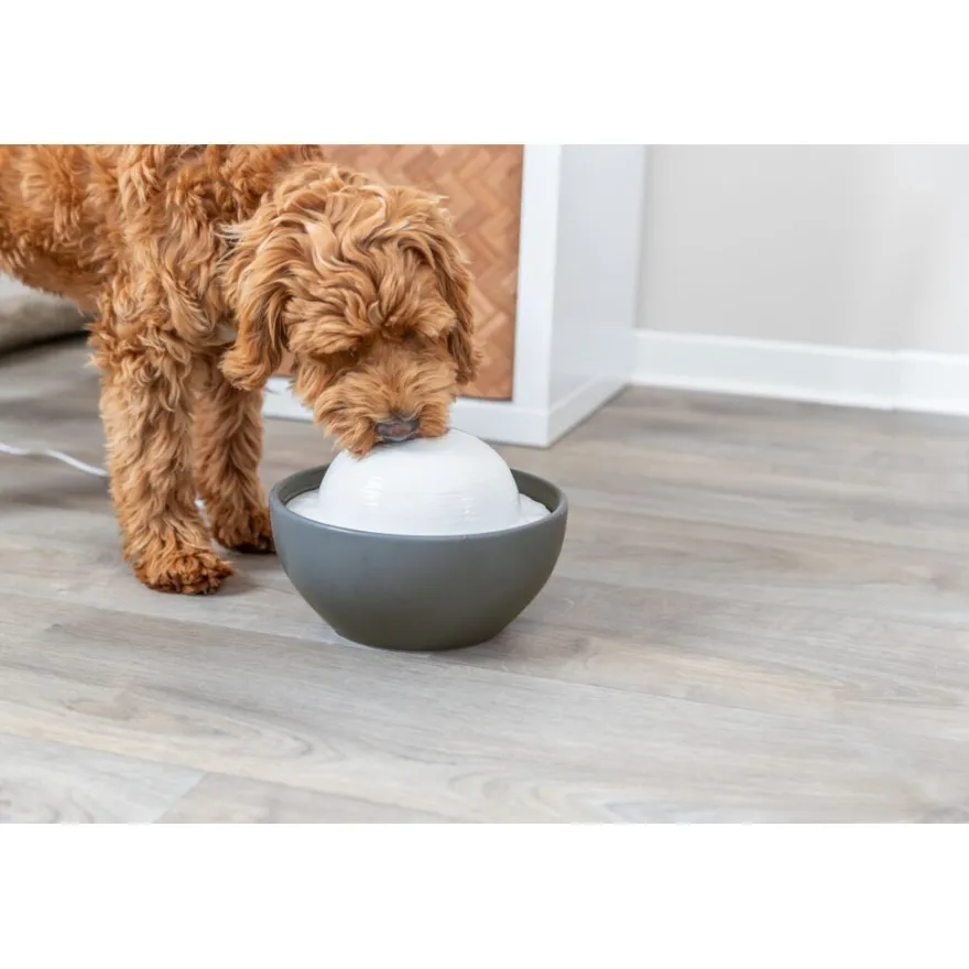 TRIXIE Trinkbrunnen Vital Dome, Keramik, grau/weiß | 1.5 l
