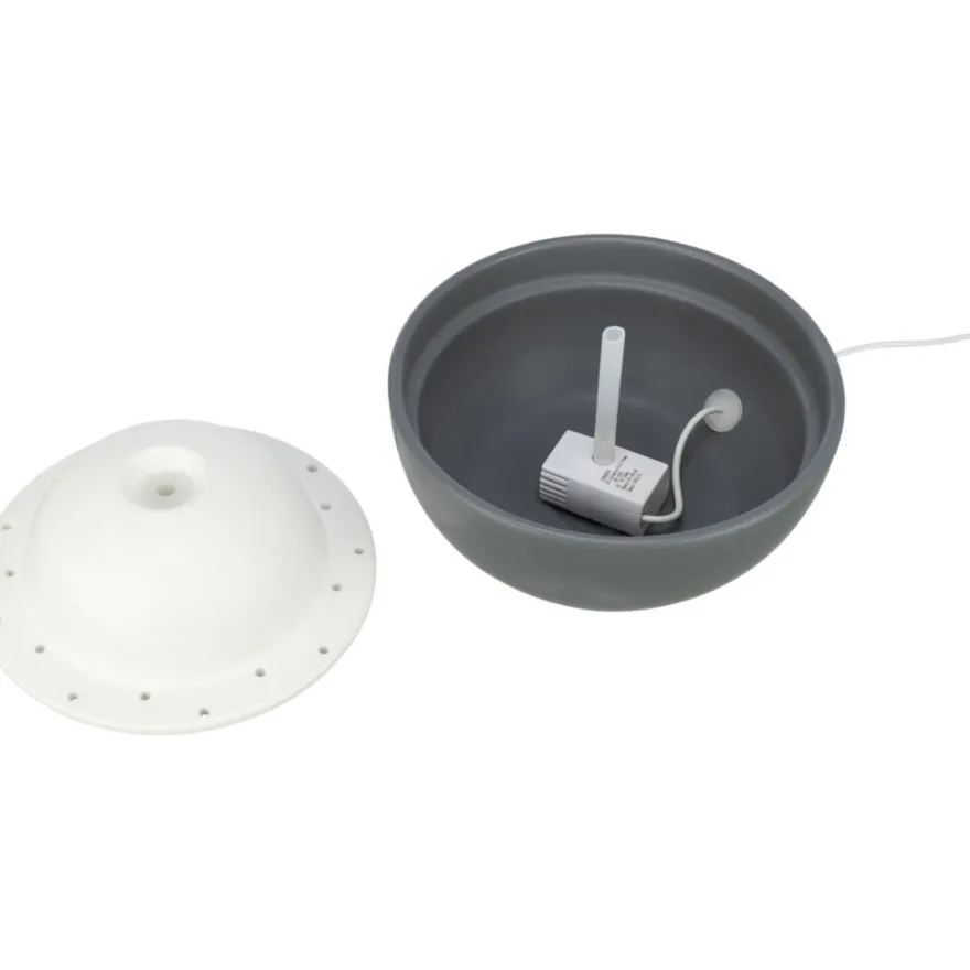 TRIXIE Trinkbrunnen Vital Dome, Keramik, grau/weiß | 1.5 l