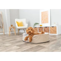 TRIXIE Vital Bett Lino Soft, oval, beige/creme | 60 x 45 cm