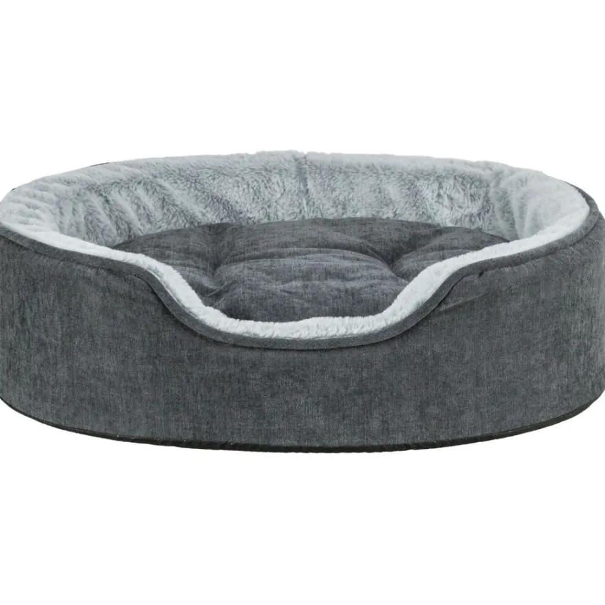 TRIXIE Vital Bett Lino Soft, oval, grau/hellgrau | 60 x 45 cm