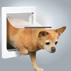 TRIXIE 2-Wege Freilauftür für Hunde, mit Tunnel, weiß | XS–S: 25 x 29 cm
