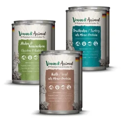 Venandi Animal - Probierpaket II - 2 x Huhn & Kaninchen, 2 x Kalb, 2 x Truthahn | 6 x 400 g