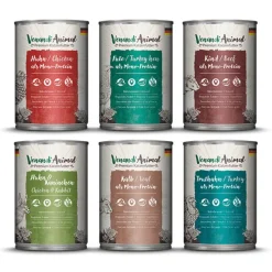 Venandi Animal - Probierpaket III - Huhn Pute Rind Kalb Truthahn Huhn&Kaninchen | 6 x 400 g