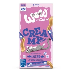 WOW Cat Creamy Snack mit Lachs | 5 x 15 g